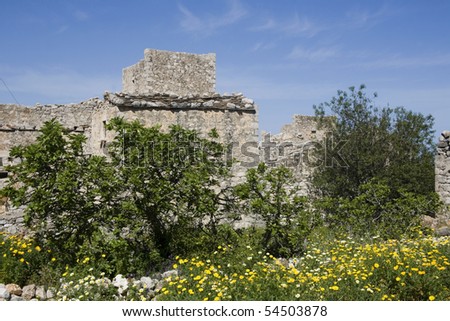 Mani Peninsula, characteristic stone tower house - Peloponnese Kitta is a village in Messa Mani - Peloponnese  Greece
