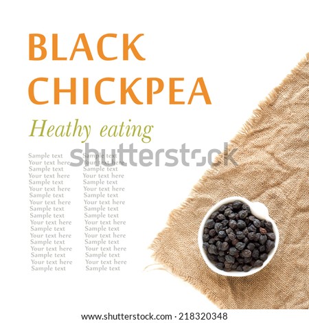 Raw black chickpea in a bowl on burlap