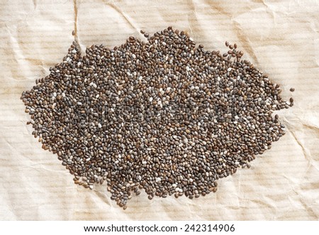 Chia seeds on a craft paper background