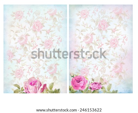 Shabby chic backgrounds with roses. Floral pastel vintage background.