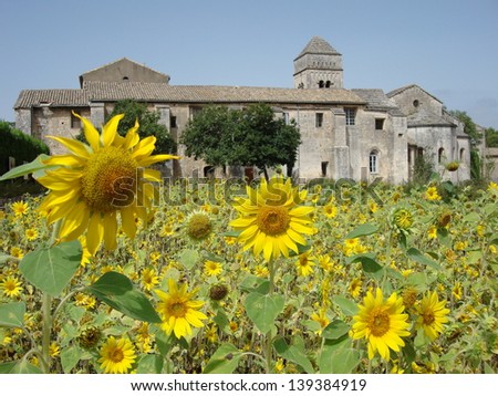 View over the sunflower fields to the Saint-Paul Asylum, Saint-RÃ?Â©my - Van Gogh painted many of his beautiful creations here