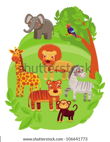 cartoon animal jungle