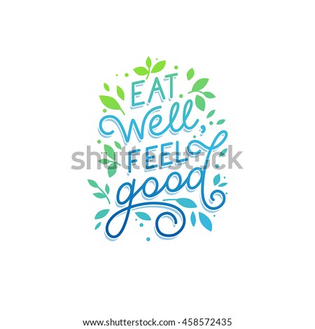 Vector logo design template with hand-lettering text - eat well