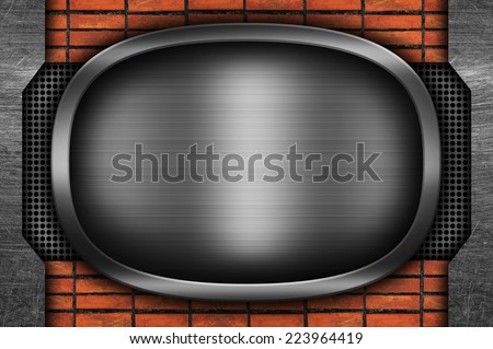 brick wall with a metal plaque for text