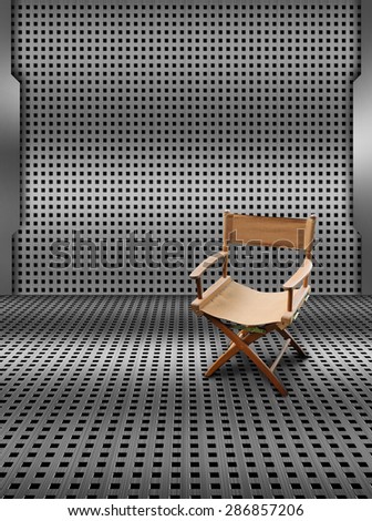 Director\'s chair on the metal background