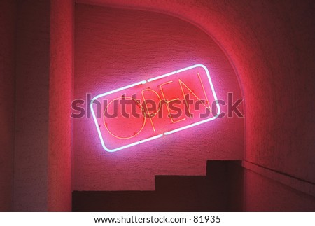 Neon open bar sign