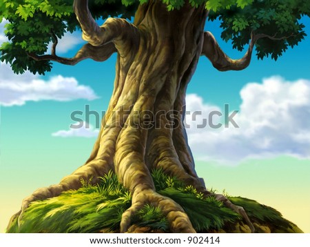 tree drawing with roots. stock photo : Tree with Roots