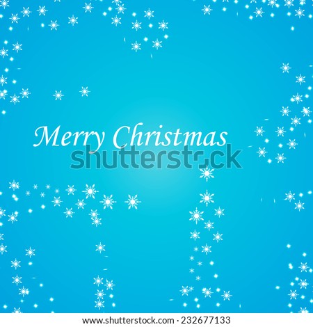Merry Christmas celebration flyer, banner, poster or invitation with stylish text on snowflakes. Vector illustration
