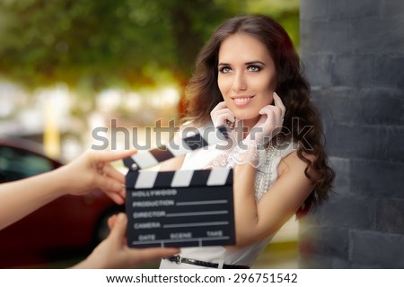 Happy Elegant Woman Ready for a Shoot - Young actress ready to film a new scene