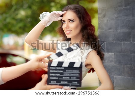 Happy Elegant Woman Ready for a Shoot - Young actress ready to film a new scene