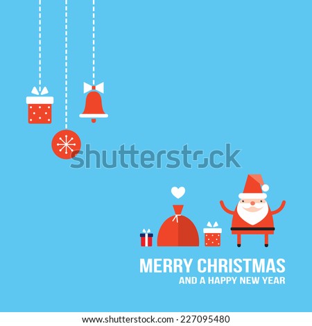 Cute Santa Claus with Christmas presents and gifts New Year Holiday greeting card banner design template Vector illustration Cute Santa Claus with Christmas presents and gifts New Year Holiday greeting card banner design template Vector illustration