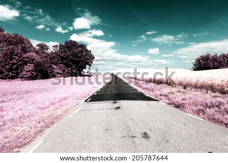 surreal landscape with empty road ,imaginary landscape