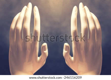 Hands of woman  praying  to the light