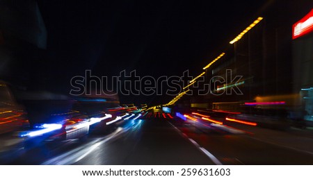 car lights on highway by night,abstract light trace background