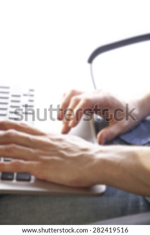 business woman hands busy using laptop at office desk,woman typing on the laptop ,office space