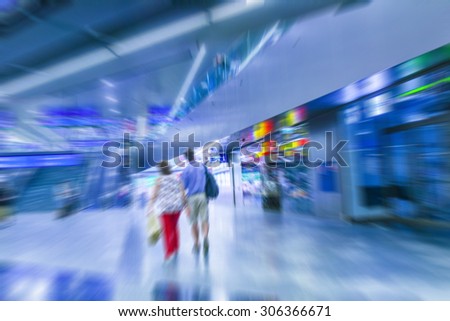 people on train station,motion blur