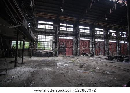 old abandoned factory hall ,