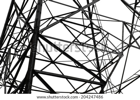 construction of high voltage tower isolated on white background