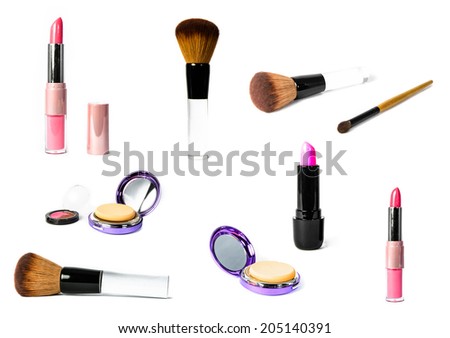 collection lipstick lady set isolated on white backgrounds