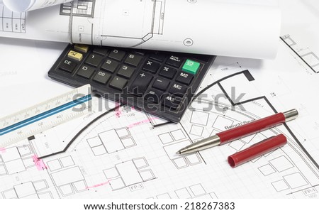 architecture and interior work plan with object work for business concepts