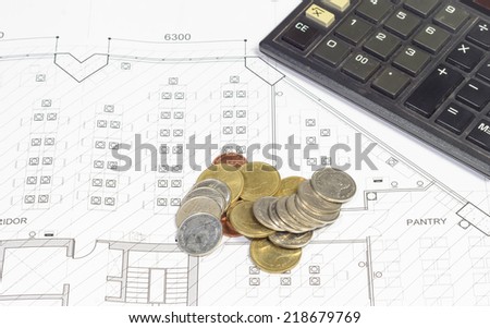 interior work plan  with coin money for business concepts