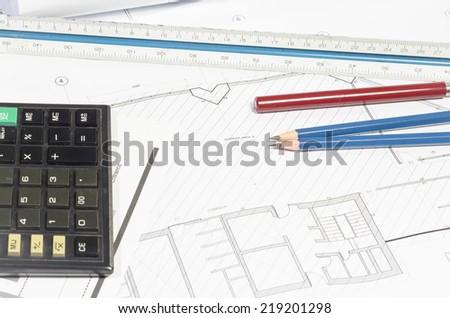 interior work plan with office object for business concepts
