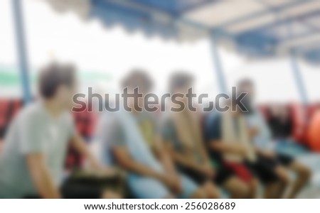 blurred tour people on travel boat on sea at outdoor scene