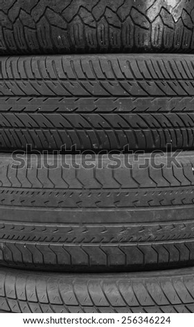 old pile of a worn out car tires pattern