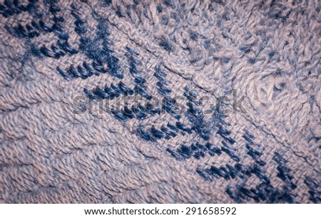 Close up of blue fabric textile material macro with retro filter