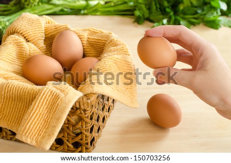 Hand Putting Eggs All in One Basket