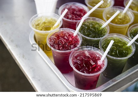 Chrysanthemum ,Centella asiatica and Roselle herbal ice drink on a tray