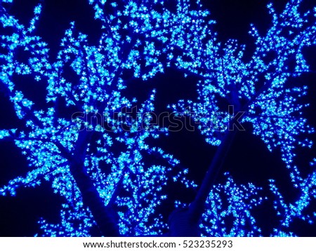The blue Christmas tree lighting. LED Tree Lights.LED Branch Lights