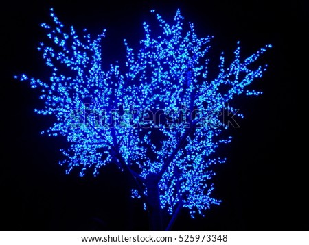 The blue Festive tree. LED Branch Lights, Christmas Lights.New Year.