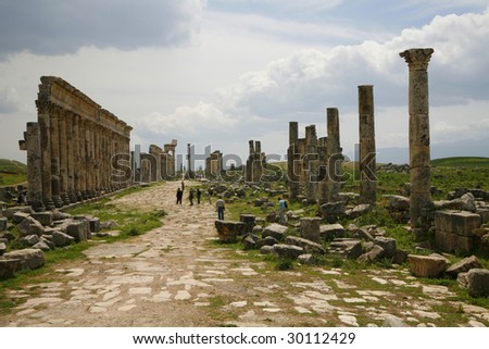 Afamea, Syria. Ruins of an old city Ruins of an old city. III century BC One of the most interesting monuments of Syria.