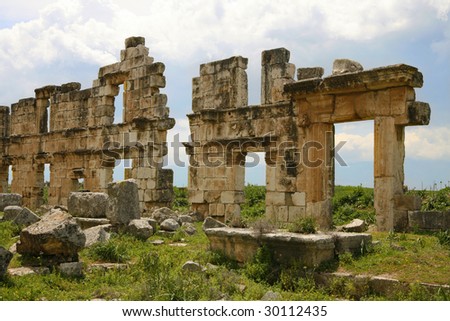 Afamea, Syria. Ruins of an old city Ruins of an old city. III century BC One of the most interesting monuments of Syria.