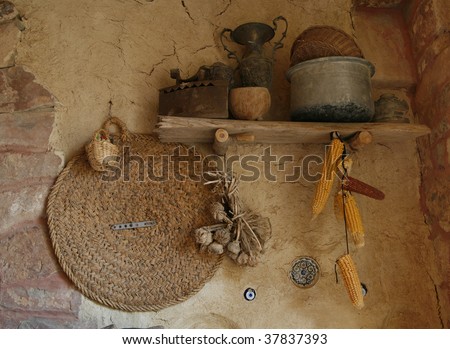 The decorated wall from clay in old Arabian style with ware