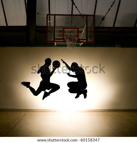 Basketball jump - black silhouette