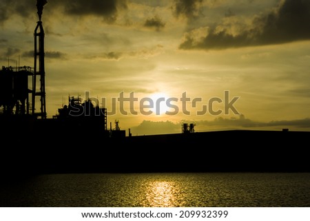 Oil refinery at twilight Industrial Estate Rayong Thailand