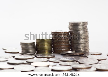 put coin stack money for money growth concept