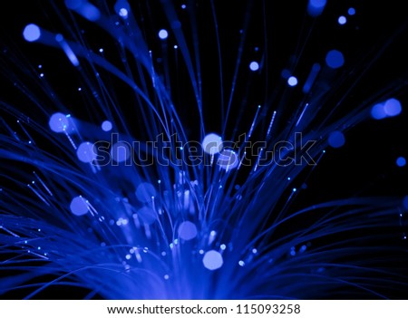 abstract background of  blue  optical fiber spot lights