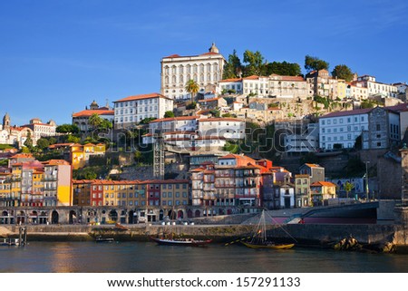 PORTO, PORTUGAL, SEPTEMBER 21: View of  historical downtown, Porto, Portugal, on September 21, 2013. Downtown is declared by UNESCO the World cultural property.