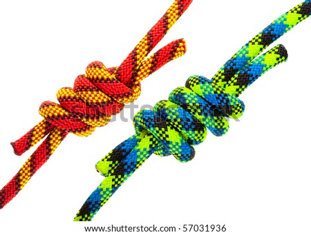 Set of rope knots on white