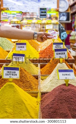 Sale of various spices, Grand Bazaar, Istanbul