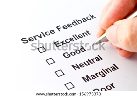 service feedback evaluation isolated over white background
