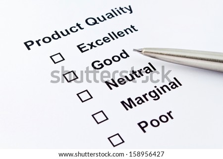 product quality evaluation with pen isolated over white background