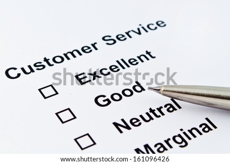 customer service evaluation with pen isolated over white background