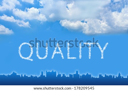 Quality text on cloud with blue sky