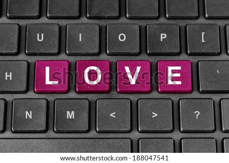 love pink word on keyboard