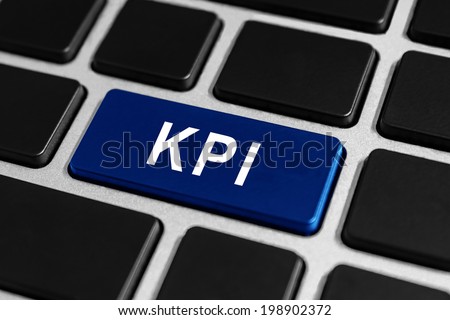 KPI or Key Performance indicator blue button on keyboard, business concept