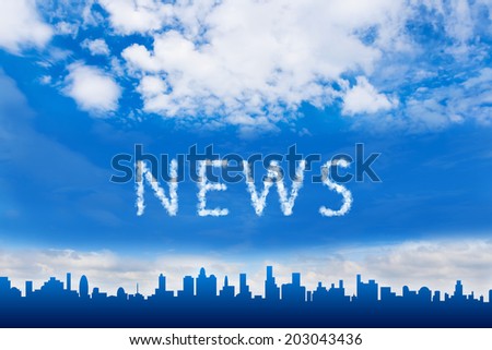 news text on cloud with blue sky